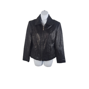Adler Collection Black Leather Jacket Size Small‎